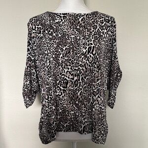 Chico’s Leopard Print Cold Shoulder Top – Size 3 (US 16/XL)